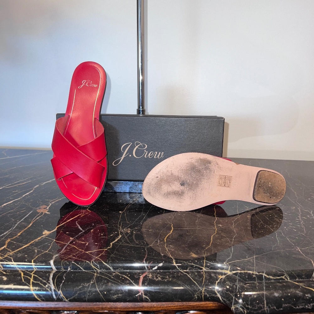 J Crew Cyrus flat Sandal, Size 8, Bold Red